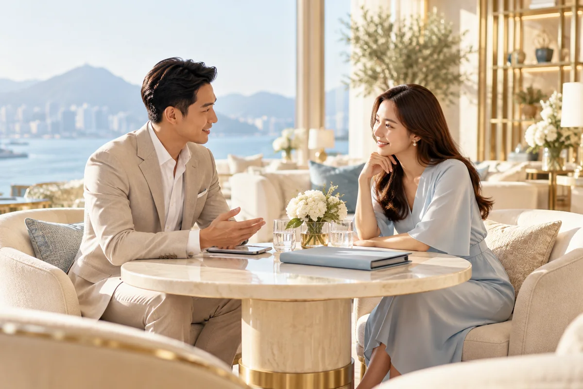 Illustrative member and adviser in a relaxed personal conversation