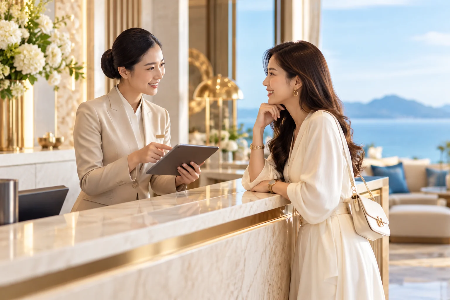 Concierge assisting a guest, illustrative personal service scene
