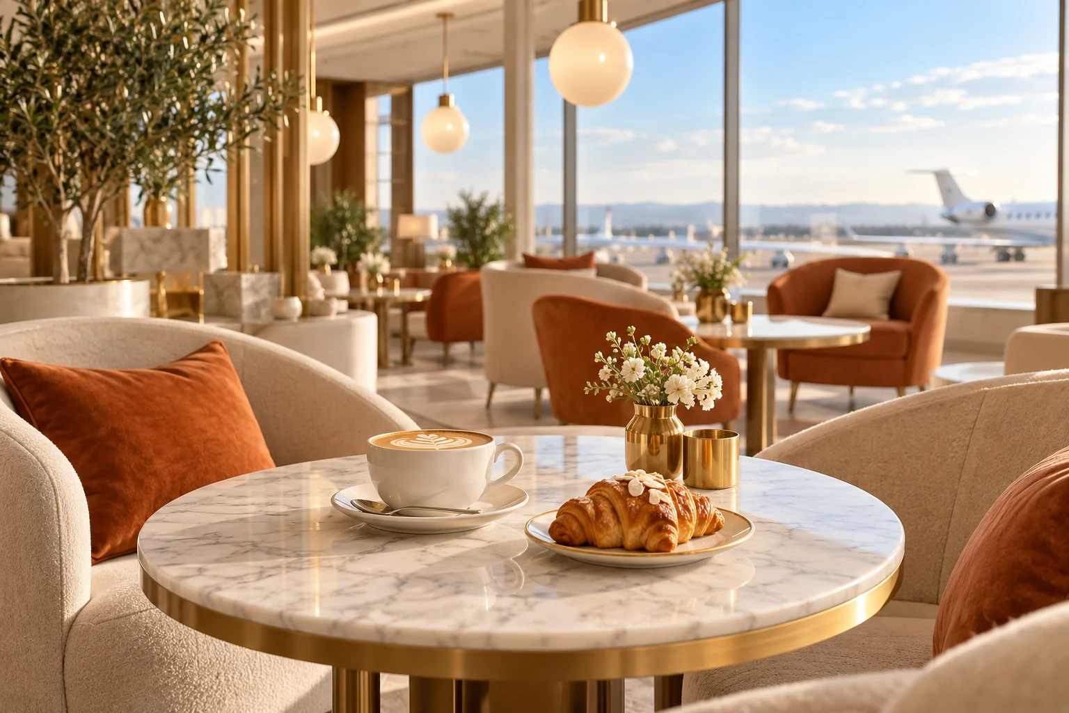 Coffee and refreshments in a lounge setting, illustrative concept